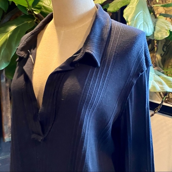 Free People Annie Ribbed Collar V Neck Pull Over Top - Picture 9 of 11